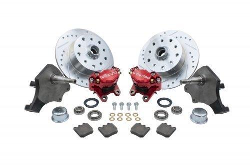 WILWOOD VW FRONT DISC BRAKE KIT w/ RED CALIPERS / BALL JOINT / 5 on 130mm and Chevy Bolt Pattern