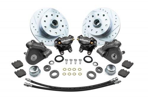 WILWOOD VW FRONT DISC BRAKE KIT w/ BLACK CALIPERS / KING/LINK PIN / 5 on 130mm and Chevy Bolt Pattern