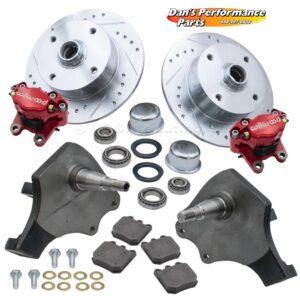 Part Number 01-22-6151-R: WILWOOD VW FRONT DISC BRAKE KIT w/ BALL JOINT DROP SPINDLES / 4 X 130 / RED