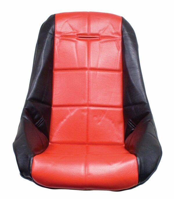 Part Number 01-62-2410-0: POLY SEAT COVER LOW BACK / SQUARE / BLACK AND RED