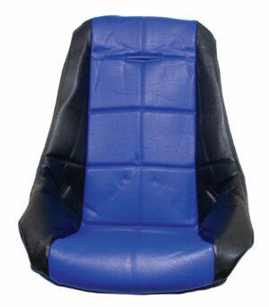 Part Number 01-62-2411-0: POLY SEAT COVER LOW BACK / SQUARE / BLACK AND BLUE