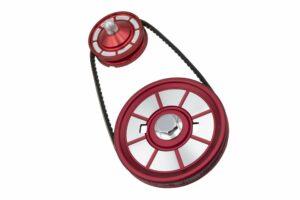 Part Number 01-18-1116-0: EMPI ALUMINUM PULLEY KIT / COLOR MATCHED WITH MACHINED FACE / RED