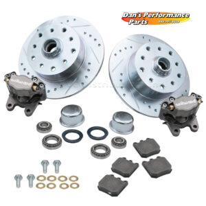 Part Number 01-22-6158-0: WILWOOD VW FRONT DISC BRAKE KIT / BALL JOINT / 5 X 130 / DRILLED AND SLOTTED / SILVER W/O SPINDLES