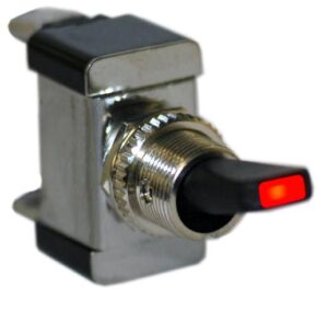 K-FOUR SWITCHES Part Number:  11-106 :  LEVER SWITCH / LED LIGHTED TIP/ 12V OFF-ON / 20AMP/ RED TIP