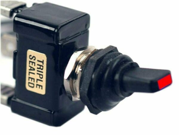 K-FOUR SWITCHES Part Number:  13-140 :  SEALED SWITCH /RED LED TIP/ SINGLE POLE-12V- ON-OFF/ 20AMP