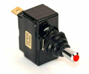 K-FOUR SWITCHES Part Number:  13-145 :  SEALED SWITCH / RED INCANDESCENT TIP/ SINGLE POLE-12V-OFF-ON / 15AMP