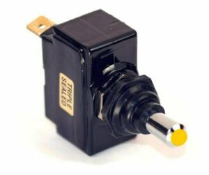 K-FOUR SWITCHES Part Number:  13-147 :  SEALED SWITCH / AMBER INCANDESCENT TIP/ SINGLE POLE-12V-OFF-ON / 15AMP