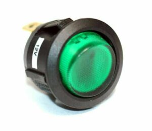 K-FOUR SWITCHES Part Number:  14-321 :  ROCKER SWITCH/ LIGHTED/ SINGLE POLE-12V-OFF-ON-10AMP/ ROUND GREEN