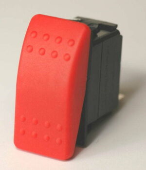 K-FOUR SWITCHES Part Number:  14-511HA :  OFF-MOM ON CONTURA II ROCKER SWITCH/ HARD RED ACTUATOR