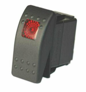 K-FOUR SWITCHES Part Number:  14-520 :  OFF-ON  CONTURA II ROCKER SWITCH/ ONE RED LENS/ SOFT ACTUATOR