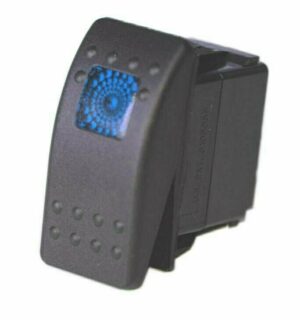 K-FOUR SWITCHES Part Number:  14-523 :  OFF-ON  CONTURA II ROCKER SWITCH/ ONE BLUE LENS