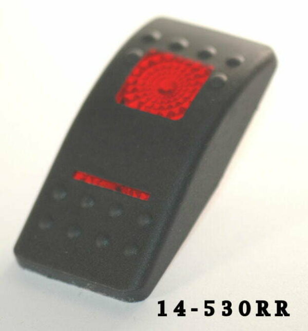 K-FOUR SWITCHES Part Number:  14-530RR :  SOFT BLACK ACTUATOR/ ONE SQUARE LENS/ ONE BAR LENS/ RED