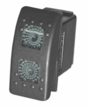 K-FOUR SWITCHES Part Number:  14-531CC :  ON-OFF-ON  CONTURA II ROCKER SWITCH/ TWO SQUARE CLEAR LENS