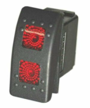 K-FOUR SWITCHES Part Number:  14-531RR :  ON-OFF-ON  CONTURA II ROCKER SWITCH/ TWO SQUARE RED LENS
