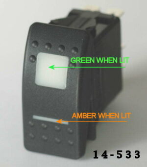 K-FOUR SWITCHES Part Number:  14-533 :  OFF-ON  CONTURA II ROCKER SWITCH/ LEGEND TYPE