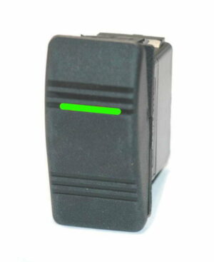 K-FOUR SWITCHES Part Number:  14-551 :  OFF-ON  CONTURA III ROCKER SWITCH/ ONE GREEN LENS