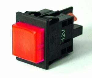 K-FOUR SWITCHES Part Number:  15-120 :  SWITCH / LIGHTED PUSH BUTTON/ 12V-OFF-ON-16AMP/ SQUARE RED LENS
