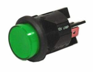 K-FOUR SWITCHES Part Number:  15-136 :  SWITCH/ LIGHTED PUSH BUTTON/ 12V-ON-OFF-16AMP/ ROUND GREEN LENS