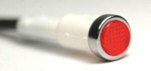 K-FOUR SWITCHES Part Number:  17-214-1 :  12V SNAP-IN INDICATOR LIGHT-5/16 in / CHROME BEZEL / RED