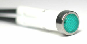 K-FOUR SWITCHES Part Number:  17-215-1 :  12V SNAP-IN INDICATOR LIGHT-5/16 in / CHROME BEZEL / GREEN