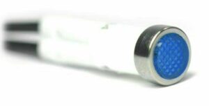 K-FOUR SWITCHES Part Number:  17-217-1 :  12V SNAP-IN INDICATOR LIGHT-5/16 in / CHROME BEZEL / BLUE