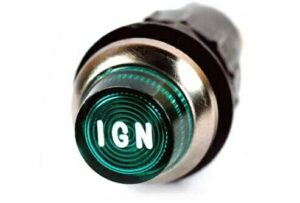 K-FOUR SWITCHES Part Number:  17-431-06 :  12V LARGE INDICATOR 3/4 in / REPLACEABLE LAMP /CHROME BEZEL /GREEN-IGN LENS