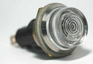 K-FOUR SWITCHES Part Number:  17-444 :  12V JUMBO INDICATOR 1 in / REPLACEABLE LAMP / CHROME BEZEL / CLEAR