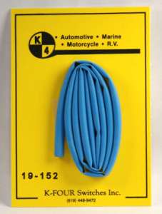 K-FOUR SWITCHES Part Number:  19-152 :  HEAT SHRINK TUBING / 3/16 in DIA / 2ft LONG, BLUE