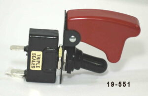 K-FOUR SWITCHES Part Number:  19-551 :  SEALED SWITCH/SINGLE POLE-12V-20A - ON-OFF- W/ SWITCH GUARD