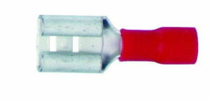 K-FOUR SWITCHES Part Number:  40-107-08 :  SLIDE-ON TERMINALS/ FEMALE/ RED/ 18-22 GA 1/4 in  LUG / 12 PACK