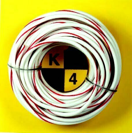 K-FOUR SWITCHES Part Number:  41-232-2 :  STRIPED PRIMARY WIRE / 14 GAUGE / 20ft LONG / YELLOW-RED STRIPED