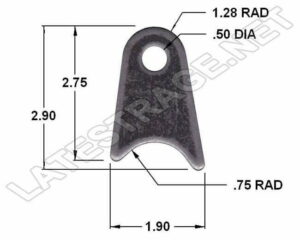 LATEST RAGE 703183-12-150: SEAT MOUNT TAB 1/2in HOLE FOR 1-1/2in RADIUS / EACH