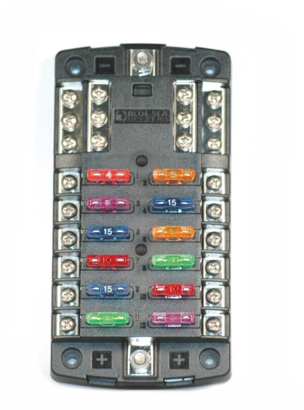 K-FOUR SWITCHES Part Number:  19-136 :  ATC FUSE BLOCK/ 12 CIRCUITS/ NO GROUND CIRCUIT