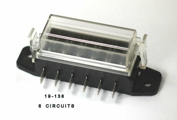 K-FOUR SWITCHES Part Number:  19-138 :  ATC FUSE BLOCK WITH WATER RESISTANT COVER/ 6 CIRCUITS