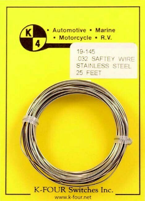 K-FOUR SWITCHES Part Number:  19-145 :  SAFETY WIRE/ .032 STAINLESS STEEL/ 25 FT