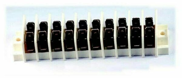K-FOUR SWITCHES Part Number:  19-446-10 :  PUSH-ON TERMINAL BLOCK / 10 TABS - UP TO 20 AMP