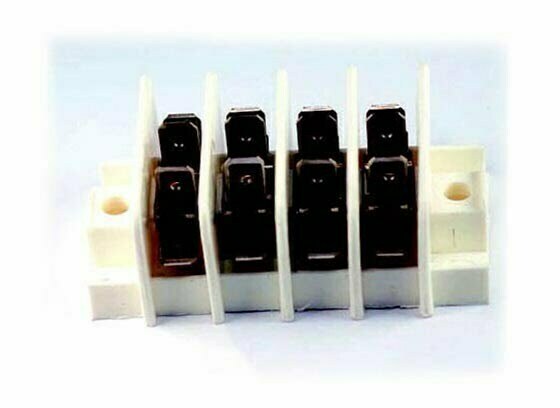K-FOUR SWITCHES Part Number:  19-446-4 :  PUSH-ON TERMINAL BLOCK / 4 TABS - UP TO 20 AMP