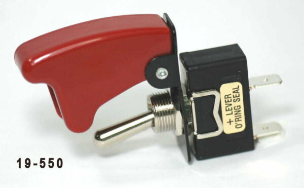 K-FOUR SWITCHES Part Number:  19-550ST :  SWITCH w/ SCREW TERMINAL /SINGLE POLE-12V-20A - ON-OFF- W/ SWITCH GUARD