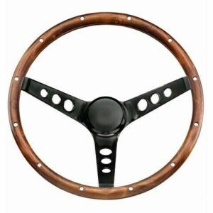 LATEST RAGE GT313: STEERING WHEEL/ 13-1/2in X 3-3/4in DISH/ WOOD/CHROME